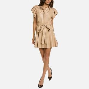 Alice and Olivia Tan Leather Mini Dress